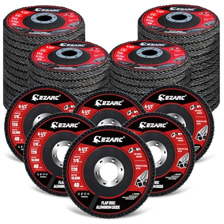 EZARC Flap Discs 115mm for Stainless Steel, Sheet Metal, Cast Iron, 40 Grit Type 29 Angle Grinder Discs 50 pack