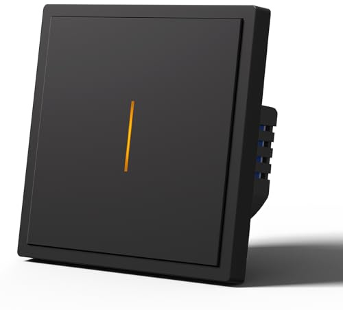 MVAVA Alexa Lichtschalter, WLAN-Smart-Lichtschalter kompatibel mit Alexa/Google Home, Unterputz funktioniert mit Tuya/Smart Life App, Neutralleiter, 1 Fach 1 Weg Schwarz