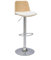 Miliboo Tabouret de Bar réglable Blanc, Bois Clair et Pied chromé DOA