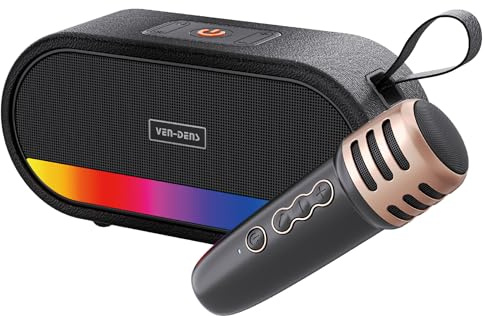 Karaoke Machine for Kids and Adults, Mini Bluetooth Speaker with Wireless Microphones, Kids Gifts for Girls Boys Family Birthday Party For Bluetooth Speaker With Mic