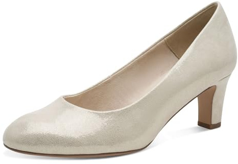 Tamaris Damen Pumps mit Blockabsatz, beige, 40 EU