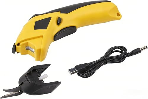 Kolozy Ciseaux Électriques Sans Fil Rechargeable USB avec Lame en Acier Tungstène, Cisaille Ergonomique pour Tissu, Carton, Cuir, Plastique et Moquette - Idéal pour Couture, Loisirs Créatifs et DIY