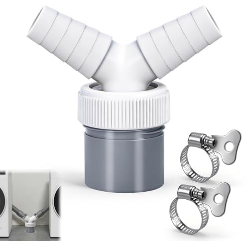 Yimomoyi Washing Machine Waste Splitter, Universal 2 Way Y-Thickened Leak-Proof Adapter with 2 Clamps-Double Washing Machine Hose Connector | Dual Drain for Sink, Dishwasher, Washer & Tumble Dryer