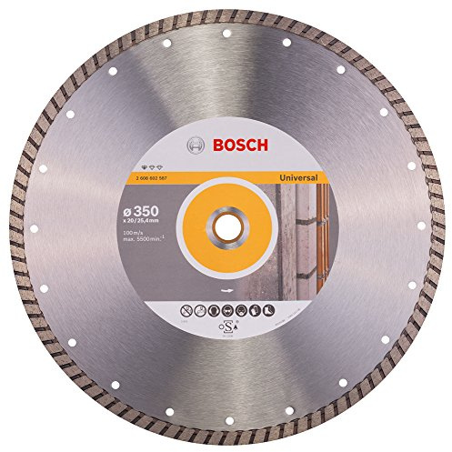 Bosch 1x PRO Multi Material Turbo Diamond Cutting Disc, Bore 20/25.4 mm | for Concrete, Brick, Ø 350 mm, Professional Accessory Small Angle Grinder