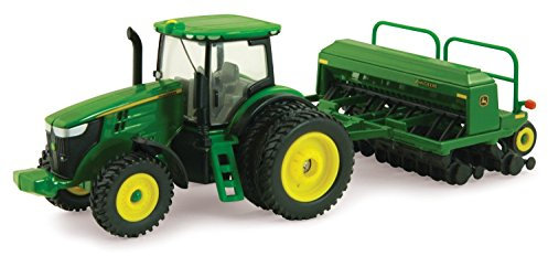 ERTL John Deere 7215R Tractor with 1590 Grain Drill Replica - 1:64 Scale - Authentic Die-Cast and Plastic Replica- John Deere Tractor Toys