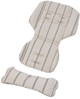 Gesslein Loop Set 314 Sitzauflage Kinderwagen, Wendeeinlage für Sommer & Winter, universel, Tencel atmungsaktiv & Schild Tragetasche C1/C2/Trend |Streifen stein/schwarz, 626000314
