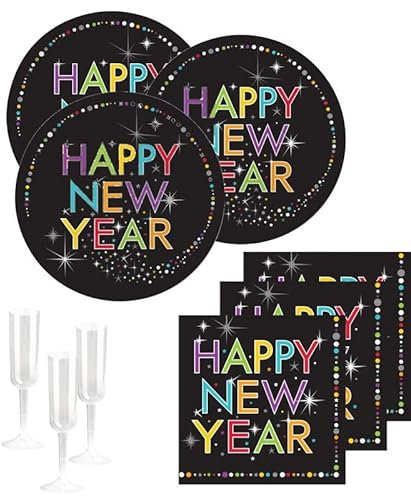 32 Teile Silvester und Neujahrs Party Deko Set 8 Personen - Happy New Year