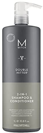 Paul Mitchell MITCH Double Hitter Shampoo & Conditioner - 2-in-1 Deep Cleansing Shampoo für Männer, Haar-Pflege Shampoo-Conditioner für milde Reinigung, 1000 ml