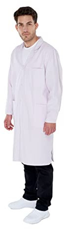 Herren Laborkittel 48 2te Wahl Baumwolle weiß Labor Kittel Mantel (48, Weiß)