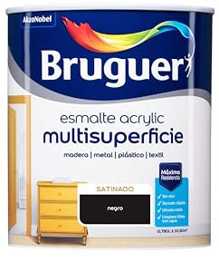 Bruguer Acrylic Multisuperficie Esmalte al agua Satinado Negro 750 ml