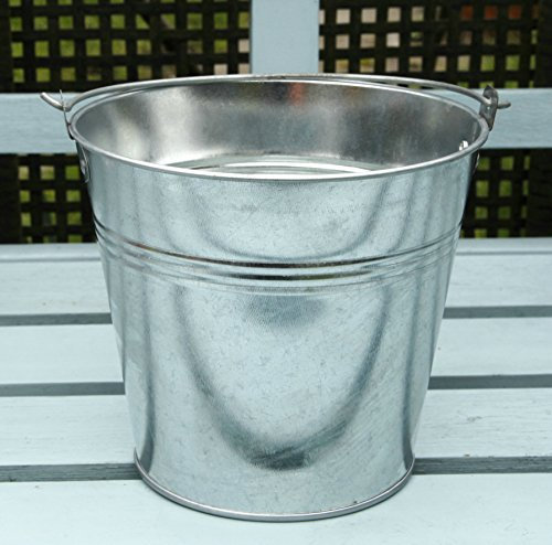GALVANIZED ZINC TIN METAL BUCKET HERB FLOWER POTS PLANTER IN DIFFERENT SIZES (16cm with wire handle)