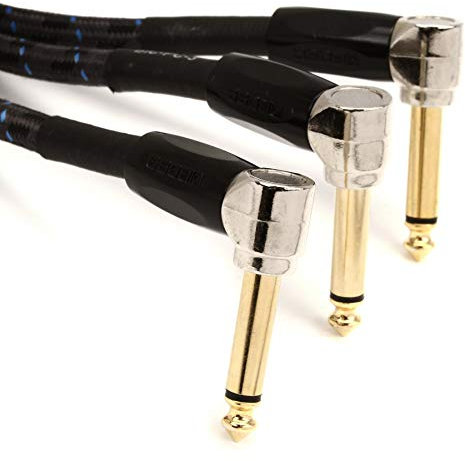BOSS BIC-PC-3 TS - TS - Cable de instrumento en ángulo a ángulo (paquete de 3) - 6 pulgadas