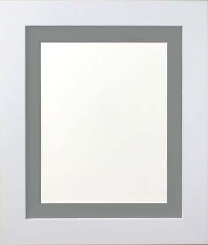 FRAMES BY POST Metro White Picture Photo Frame with Dark Grey Mount 40 x 30 For Pic Size 36 x 24 (Plastic Glass)
