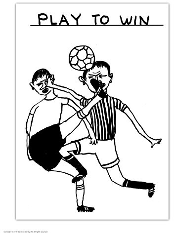 Lustige humorvolle Postkarte David Shrigley Play to Win