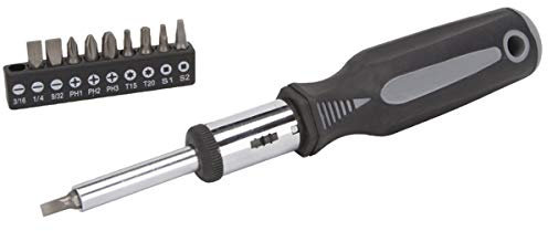 Edward Tools 11 in 1 Screwdriver - Multi Tool Heavy Duty Ratchet Screwdriver with industrial multi bits and organizer - Thumb stop for added torque - Cushion Grip