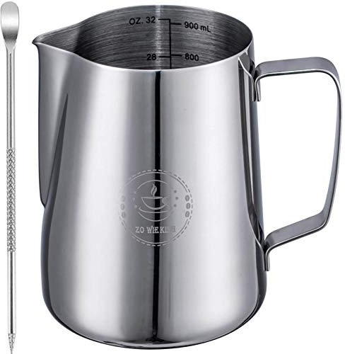 32oz Milk Frothing Pitcher for Coffee Shops, Large Stainless Steel Cup