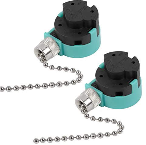 Bsentster ZE-268S6 Ceiling Fan Switch, 3-Speed Pull Chain, 4-Wire, Nickel (2 Pack)