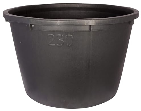 Red Gorilla Multi Tub Heavy Duty Deep Round Black Rigid Tub Extra Large Strong Plastic for Trade Agricultural or Building Site Use Mixing Storage 230 litre 54cm x 78cm