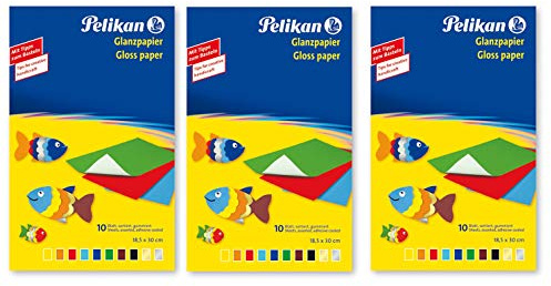 Pelikan 137943 - Transparentpapier, 10 Blatt (3, Glanzpapier | gummiert farbig)