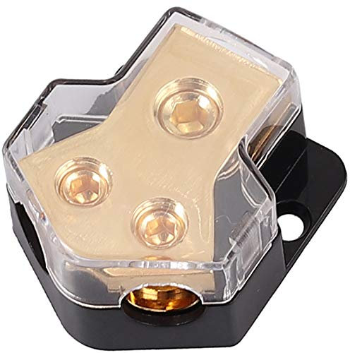 eSynic Blocco Distributore 1 Ingresso 0/2/4 Gauge a 2 Uscite 4/8 Gauge AWG per Amplificatore di Potenza da Auto Splitter Blocco Distribuzione 2 Vie per Auto Alimentazione Sistema Audio Filo di Terra