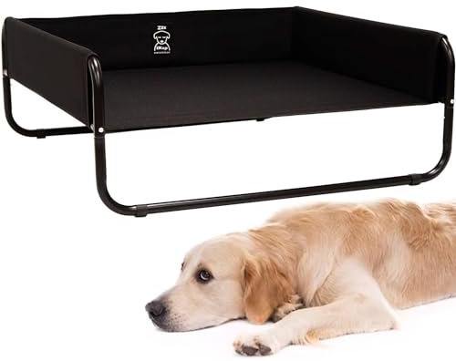 iNap Premium Elevated Dog Bed with Sides, Raised Pet Bed Cooling Camping Cot, Orthopaedic Steel Frame Design - Medium