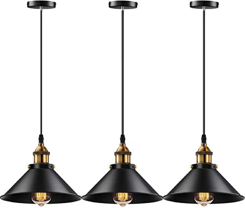 YNXing Lámpara colgante industrial E26 E27 Base Vintage Colgantes Lámparas colgantes Retro Lámpara Colgante Iluminación Hogar Cocina Paquete de 3