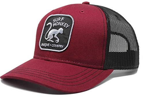 DRESSED IN MUSIC PLAY WITH ME Cappello Trucker – 6 Pannelli – Cappello Regolabile Snapback – Taglia Unica - Surfing The Basque Country -Surf Monkey®-Rosso/Nero