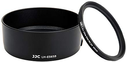 JJC Bajonett Gegenlichtblende und UV Filterset für Canon RF 50 mm F1,8 STM Objektiv Ersetzt ES-65B Gegenlichtblende