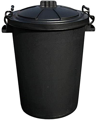M1SS 50 Litre Heavy Duty Plastic Clip Lock Lid Bin Indoor or Outdoor Rubbish, Waste or Storage of Animal Feed. (Black)