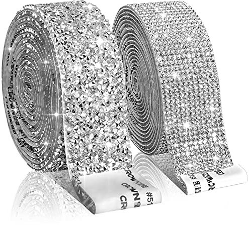2 Rollen Selbstklebende Kristall Strass Bänder Harz Diamant Bänder Glitzer Strass Aufkleber Rollen Kristall Band Rollen für DIY Auto Handy Hülle Handwerk Dekor