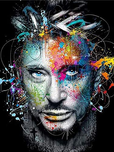 GwyaKawaru Diamant Broderie 5d Bricolage Johnny Hallyday Diamant Peinture mosaïque Puzzle Image de Strass Point de Croix e716,30x40cm