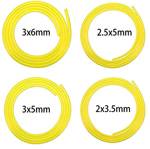 Bestomrogh 4 Pcs Fuel Hose Pipe, Fuel Line Hose Tube, Flexible Length 1.5 m, Diesel Fuel Line Replacement Clear Tubing Fuel for Trimmer, Chiansaw, Blower (2 x 3.5mm, 3 x 5mm, 2.5 x 5mm, 3 x 6mm)