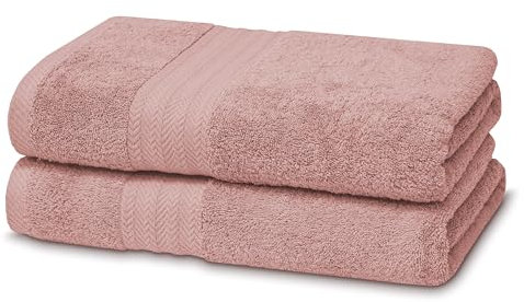 Victorio & Lucchino Juego de Toallas 100% Algodón - 2 Toallas Baño Ducha 70x140cm - Color Rosa Palo