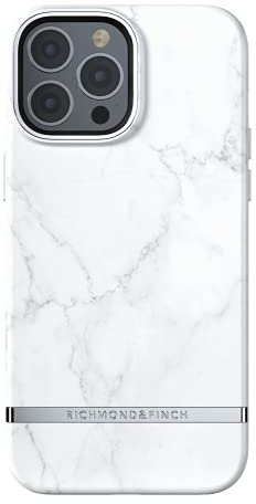 Richmond & Finch Phone Case Compatible with iPhone 13 Pro Max, White Marble Design, 6.7 Inches, Shockproof, Raised Edges, Fully Protective Phone Cover