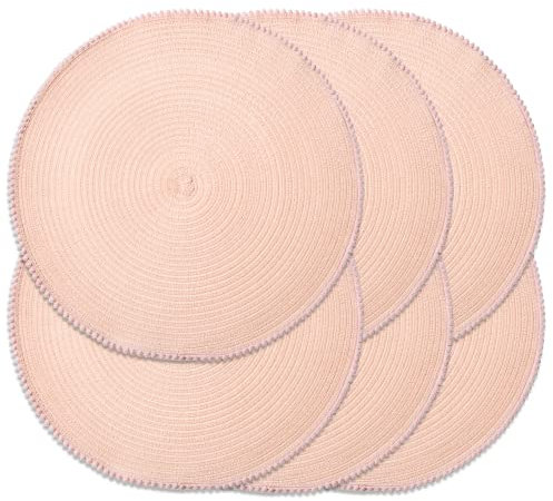 Noctiflorous Runde geflochtene Platzsets, 38,1 cm, rund, 6 Stück, für Esstische, natürlich gewebt, hitzebeständig, Platzsets (B Pink)