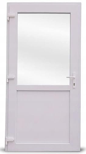 Otwarte PVC-Außentür. Geschäft, Balkon, Haus, Wirtschaft. Anthrazit, Goldeiche, Walnuss, weiß (90x200 linke Tür, weiß)