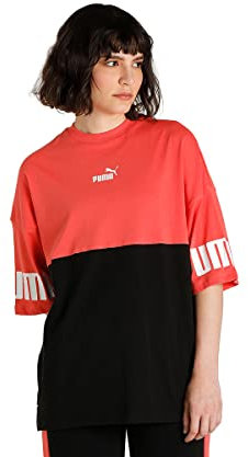 PUMA Shirt Power Colorblock Haut Court Femme, Saumon, S