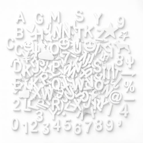 C CRYSTAL LEMON 394 Stück Letter Board Buchstaben – 3/4 Zoll (1,9 cm) weiße Buchstaben, Zahlen & Symbole, Zubehör für Filztafeln, ideal für kreative wechselbare Message Boards