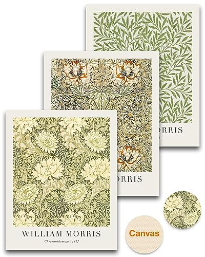 HesenDot William Morris Wandkunst, ungerahmt, 3er-Set, 30,5 x 40,6 cm, echte Qualität, Leinwandbilder, Kunstposter-Dekoration für Badezimmer, Schlafzimmer