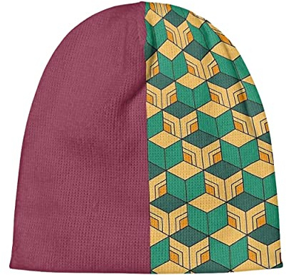 Roffatide Anime Demon Slayer Beanie Hat Kamado Tanjirou Nezuko Skull Caps Winter Strickmütze für Jungen Mädchen Bestickt Beanie Cap