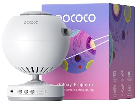 POCOCO Galaxy Star Projector for Bedroom with Replaceable Optical Film Discs, Home Planetarium Night Light Projector with High-Definition Soft Light for Relax, Study, and Meditate, Stress Relief Gifts