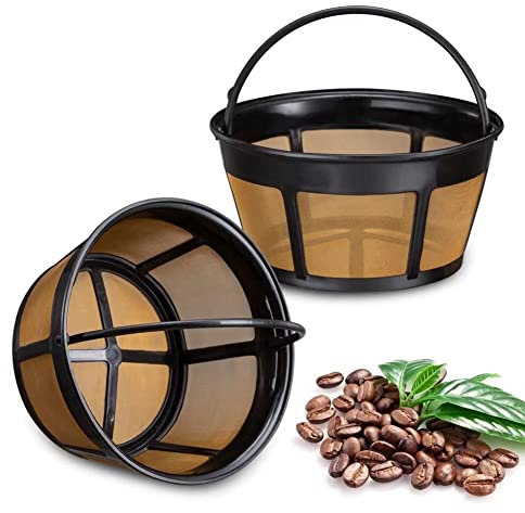 Reusable Coffee Filter, Basket Coffee Filters 8-12 Cup Replacement Coffee Filter with Stainless Steel Mesh Bottom