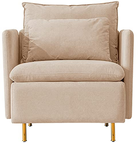 CHUNTIANMEI Loungesessel Einzelsofa Lesesessel Armlehnensessel Clubsessel Sessel mit Metallbeinen Wohnzimmer Leinen Sofa Polstersessel Retro Sessel für Schlafzimmer,White