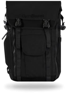 GymBeam Outdoor Rucksack - Wasserdichter Rucksack für Draußen mit viel Stauraum, mit Laptopfach, gepolstertem Rücken und verstellbaren Trägern, für Wandern oder Fitnessstudio (Black)