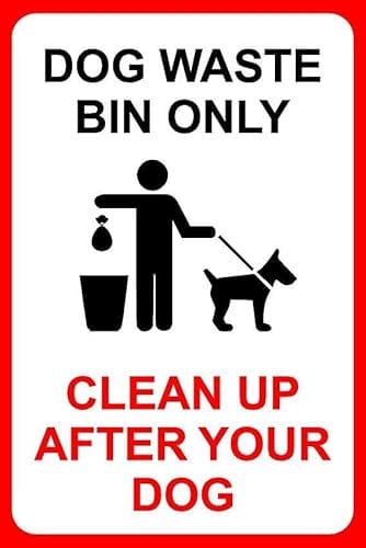 Dog waste bin only clean up after your dog safety sign - 1mm flexible Plastic sign (300mm x 200mm)