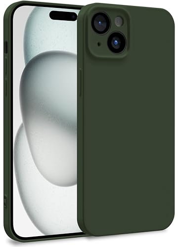 MyGadget Cover per iPhone 15 Plus - Custodia in Silicone Morbido a Doppio Strato – Case con Protezione Fotocamera & Fodera Interna Antigraffio - Verde Oliva