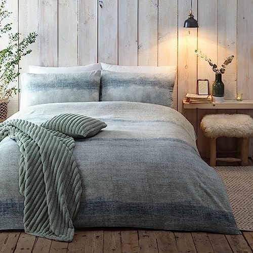 Appletree Hygge - Anson Stripe - 100% Brushed Cotton Duvet Cover Set - Single Bed Size in Green, ACKGN11PZP