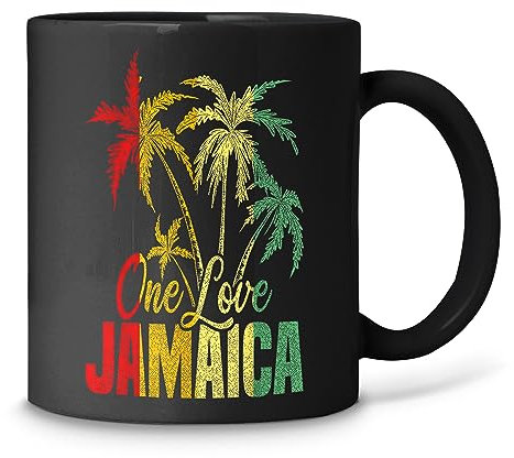 TUANDANG Good Deal Kaffeetasse mit Aufschrift One Love Jamaica Caribbean Vacation Reggae, 325 ml, Schwarz, 325 ml