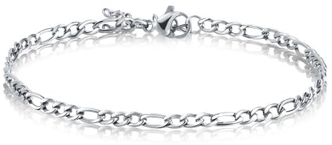 CyxenNova Armband Herren Armbänder Für Herren Edelstahl Königskette Silber Herren Schmuck Geschenke Für Männer, Dad, Freund, Ehemann, Bruder(3mm, Silber-Stil-2)