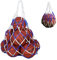 Pumuky Ballnetz, 2 Stück, für 10 – 11 Bälle, Tasche aus Nylon, wiederverwendbar, mit Kordelzug, für Basketball, Fußball und Volleyball (blau)